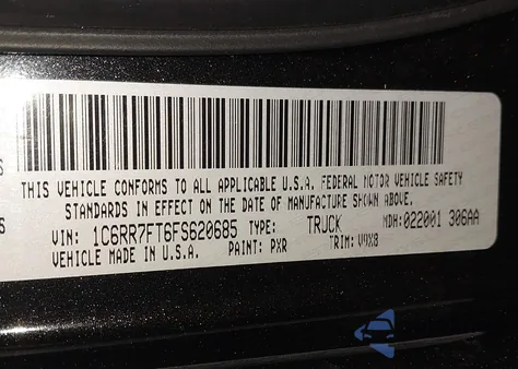 2015 Ram 1500 Express из США, поврежденный, VIN 1C6RR7FT6FS620685